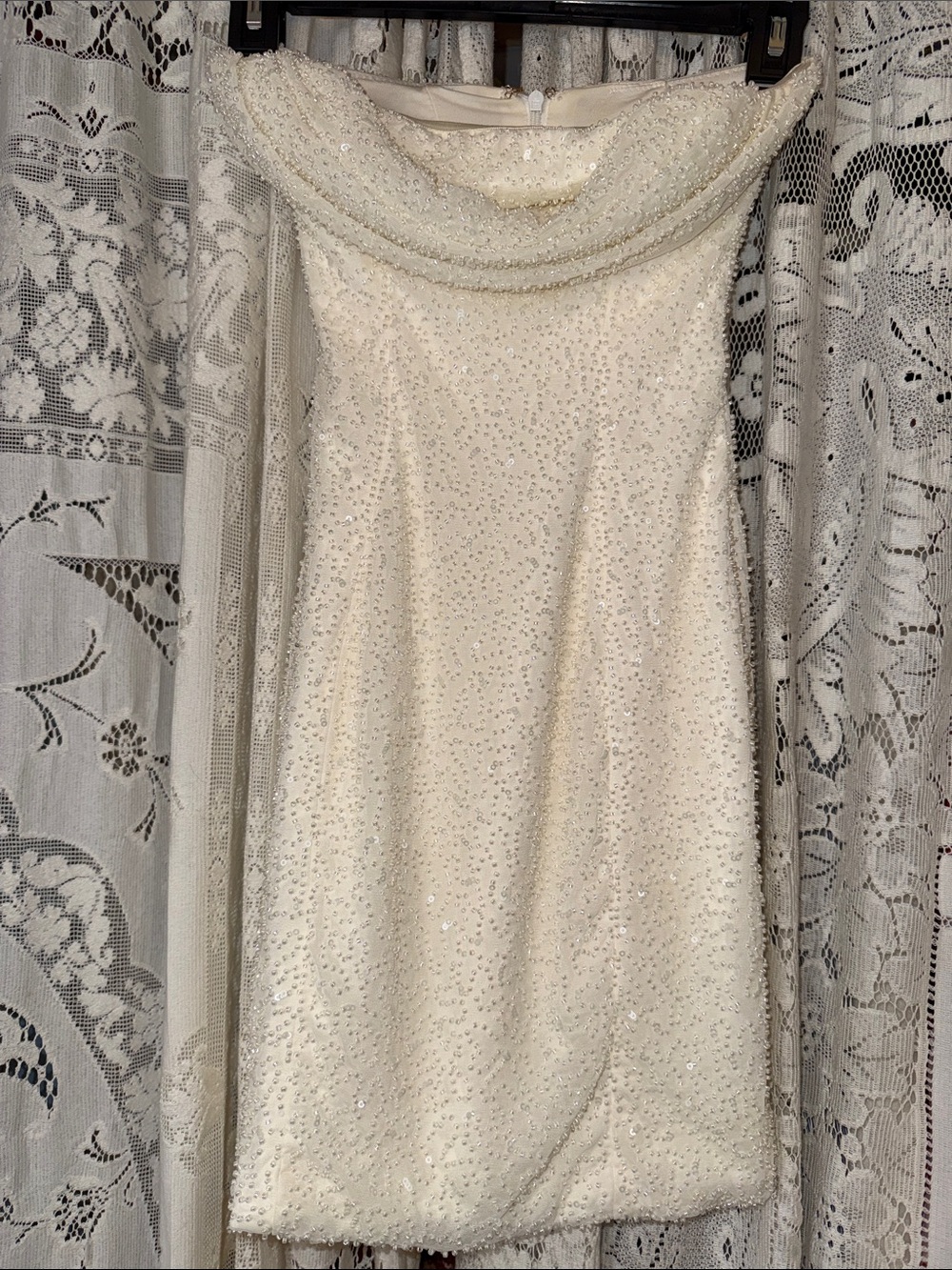 Oh Polly Basel Ivory Beaded Mini Dress - Picture 2 of 7